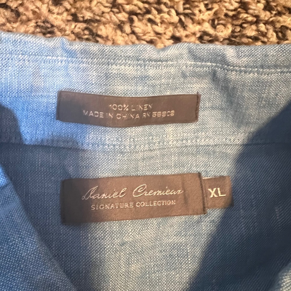 Daniel Cremieux Signature Collection Mens‎ XL Blue Linen Button Down Shirt - Picture 3 of 7
